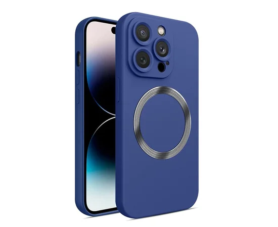 Силиконовый чехол Soft Touch Case with MagSafe для iPhone 14 Pro Синий