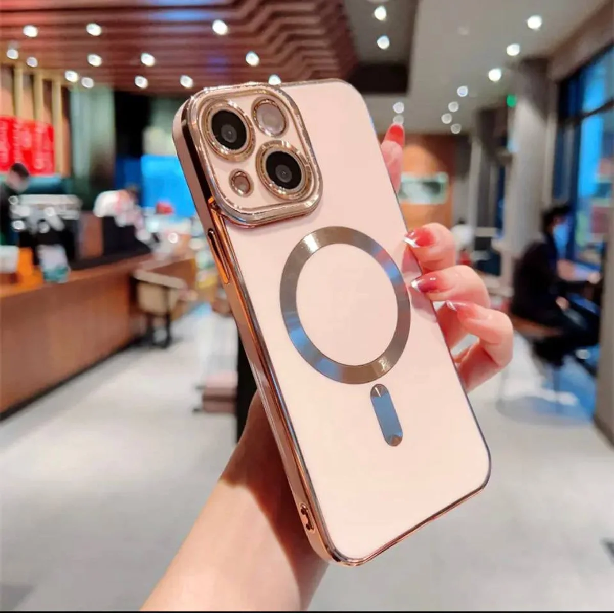 Силіконовий чохол "Luxury Plating" with MagSafe + скло на камеру для Apple iPhone 13