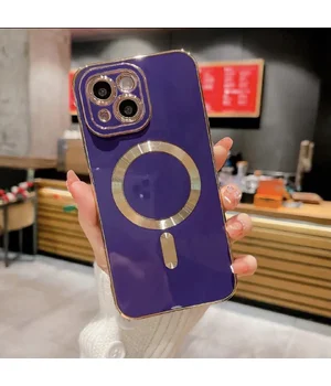 Силиконовый чехол "Luxury Plating" with MagSafe + стекло на камеру для Apple iPhone 15 Фиолетовый Силиконовый чехол "Luxury Plating" with MagSafe + стекло на камеру для Apple iPhone 15 Фиолетовый