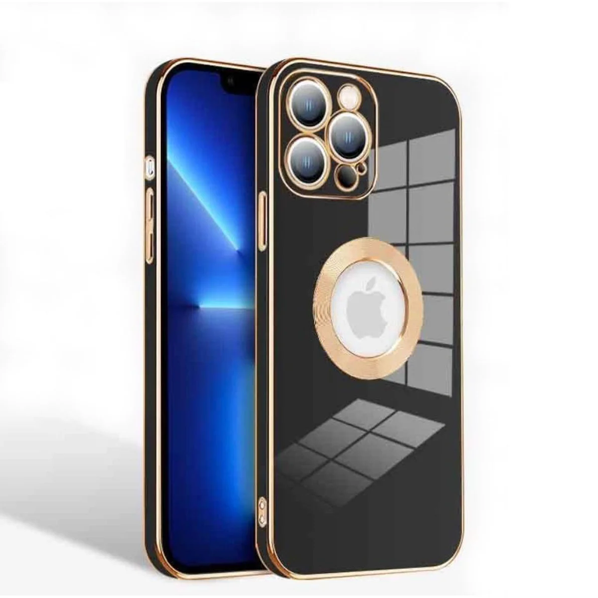 Силиконовый чехол "Luxury Plating Ring" для Apple iPhone 13 Pro Max Черный