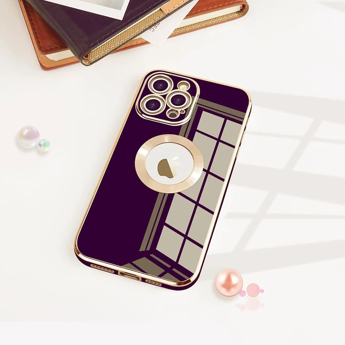 Силиконовый чехол "Luxury Plating Ring" для Apple iPhone 14 Pro Max Фиолетовый