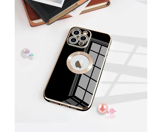 Силиконовый чехол "Luxury Plating Ring" для Apple iPhone 13 Pro Черный