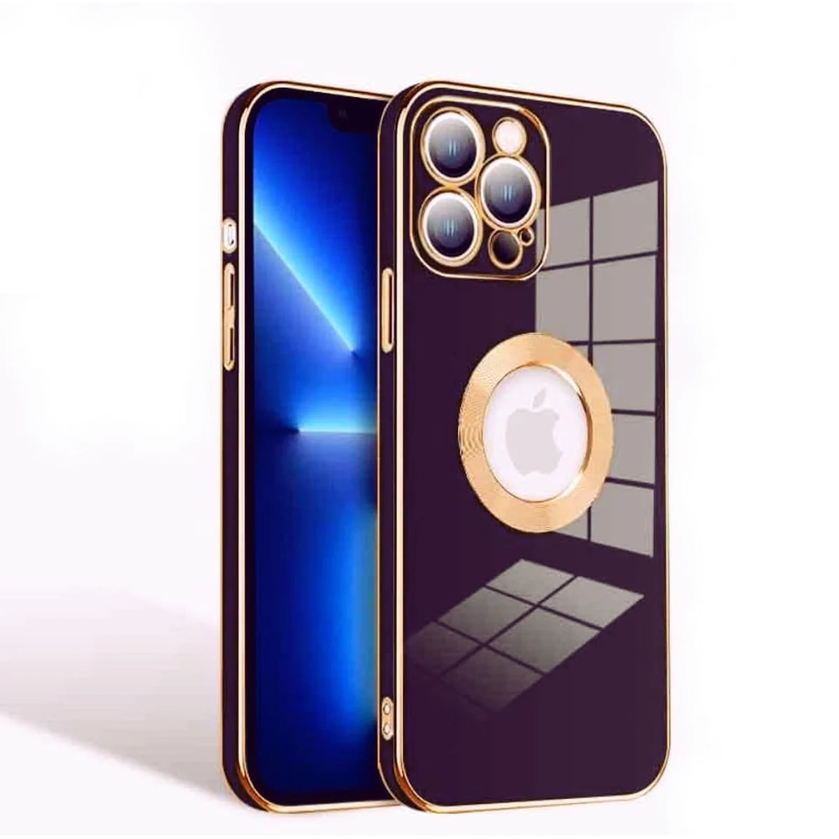Силиконовый чехол "Luxury Plating Ring" для Apple iPhone 14 Pro Max Фиолетовый