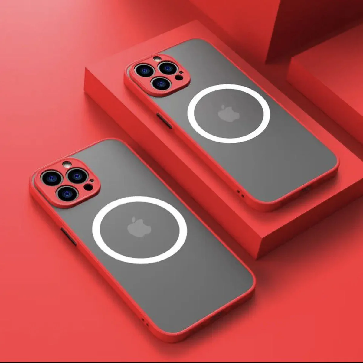 Силиконовый чехол "Armor Matte Cover" Case with MagSafe для iPhone 14 Pro Max Красный