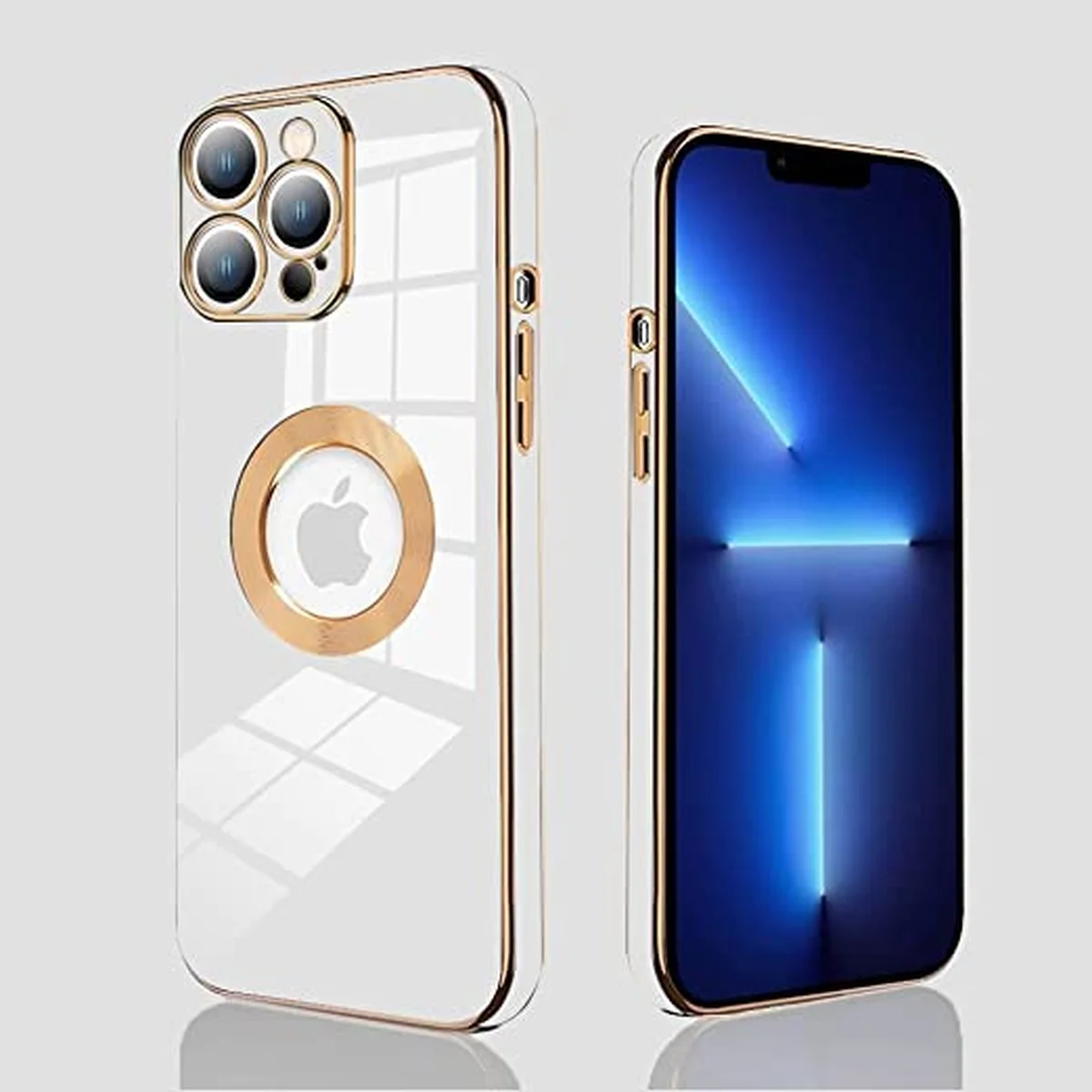 Силиконовый чехол "Luxury Plating Ring" для Apple iPhone 13 Pro Белый 