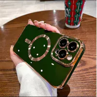 Силиконовый чехол "Luxury Plating" with MagSafe + стекло на камеру для Apple iPhone 12 Pro Max Зеленый