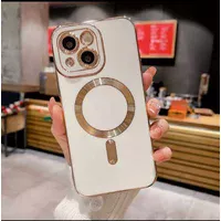 Силиконовый чехол "Luxury Plating" with MagSafe + стекло на камеру для Apple iPhone 14 Plus Белый