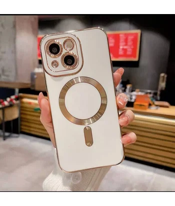 Силіконовий чохол "Luxury Plating" with MagSafe + скло на камеру для Apple iPhone 15 Білий Силіконовий чохол "Luxury Plating" with MagSafe + скло на камеру для Apple iPhone 15 Білий