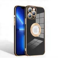Силиконовый чехол "Luxury Plating Ring" для Apple iPhone 13 Pro Max Черный