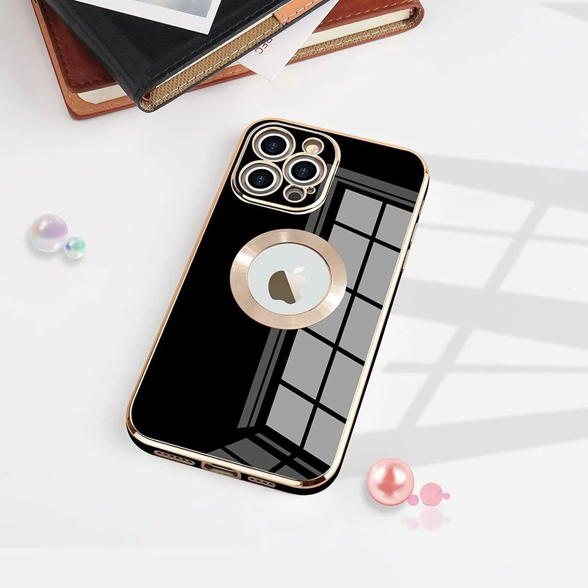 Силиконовый чехол "Luxury Plating Ring" для Apple iPhone 13 Pro Max Черный