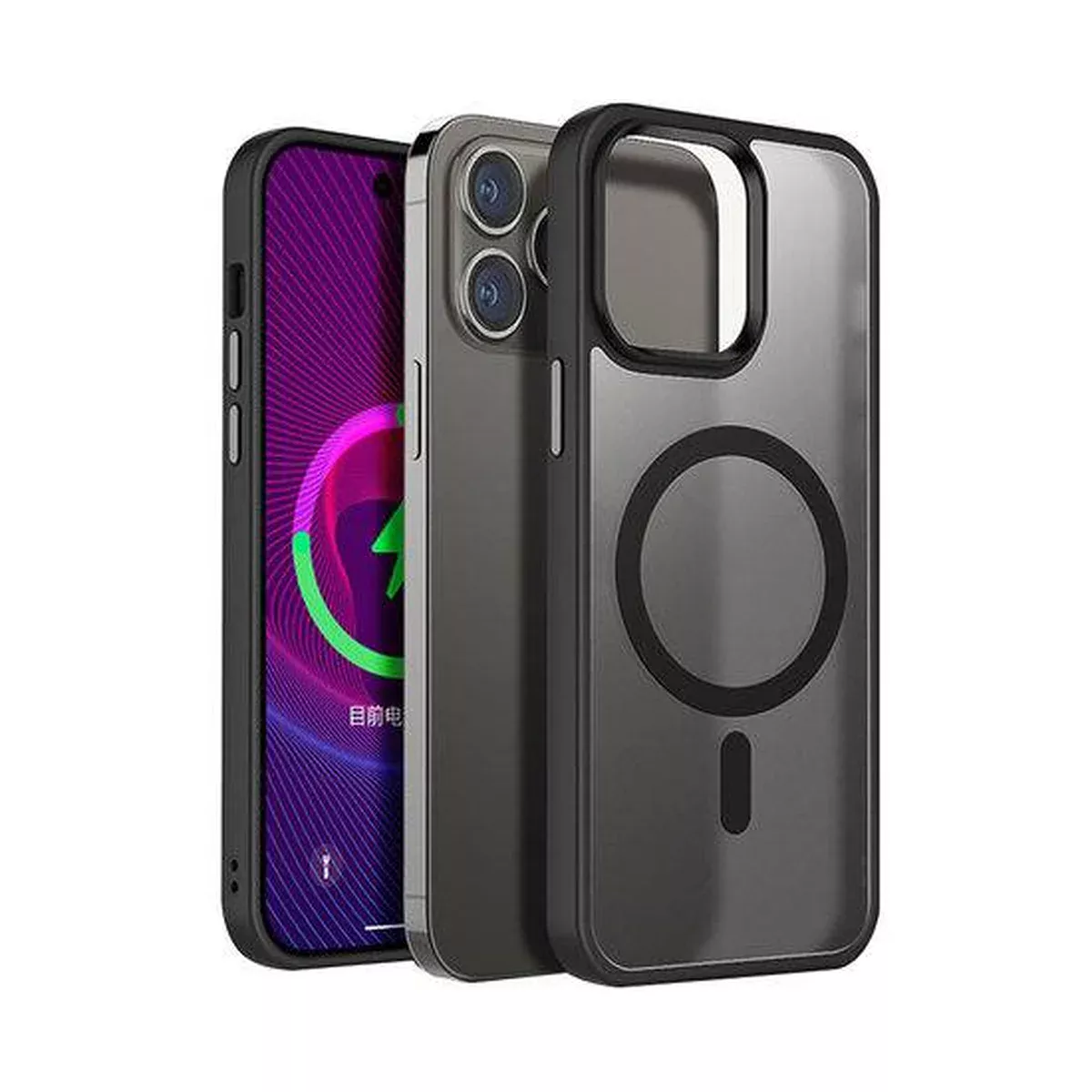 Силіконовий чохол "Steel button" with MagSafe для Apple iPhone 14 Pro Чорний