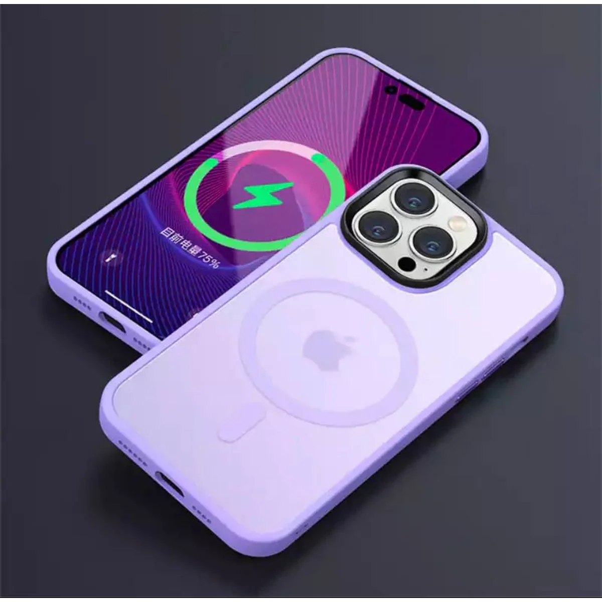 Силиконовый чехол "Steel button" with MagSafe для Apple iPhone 14 Pro Фиолетовый