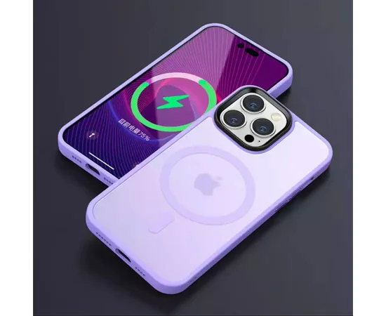 Силіконовий чохол "Steel button" with MagSafe для Apple iPhone 14 Pro Фіолетовий