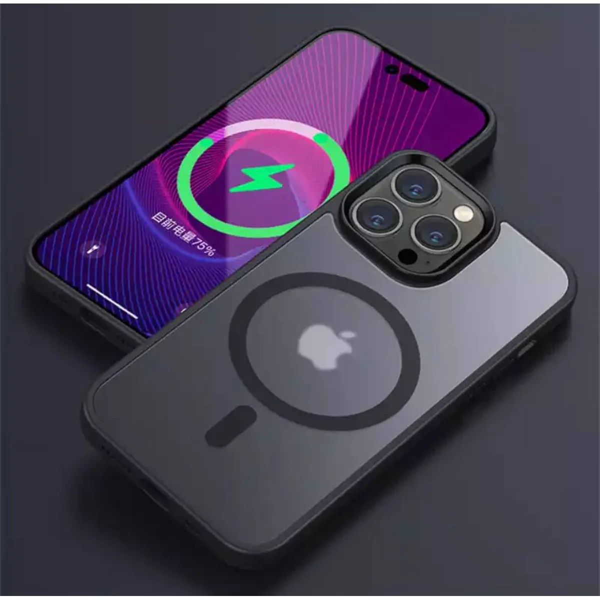 Силіконовий чохол "Steel button" with MagSafe для Apple iPhone 14 Pro Чорний