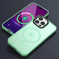 TPU+PC чохол Metal Buttons with MagSafe Colorful для Apple iPhone 14 Pro (6.1") М'ятний