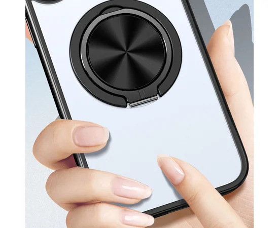 TPU+PC чохол Metal Ring with MagSafe для Apple iPhone 14 Pro (6.1") Чорний