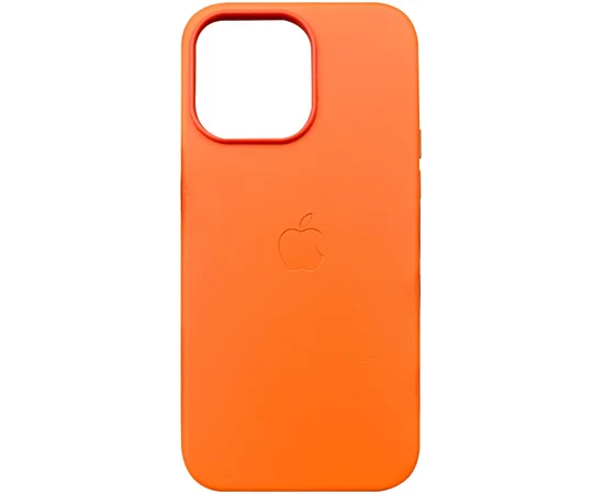 Шкіряний чохол Leather Case (AAA) з MagSafe and Animation для Apple iPhone 14 Pro (6.1") Orange