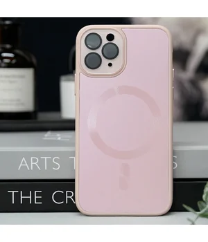 Чехол TPU+Glass Sapphire Midnight with MagSafe для Apple iPhone 14 Pro (6.1") Розовый / Pink Sand