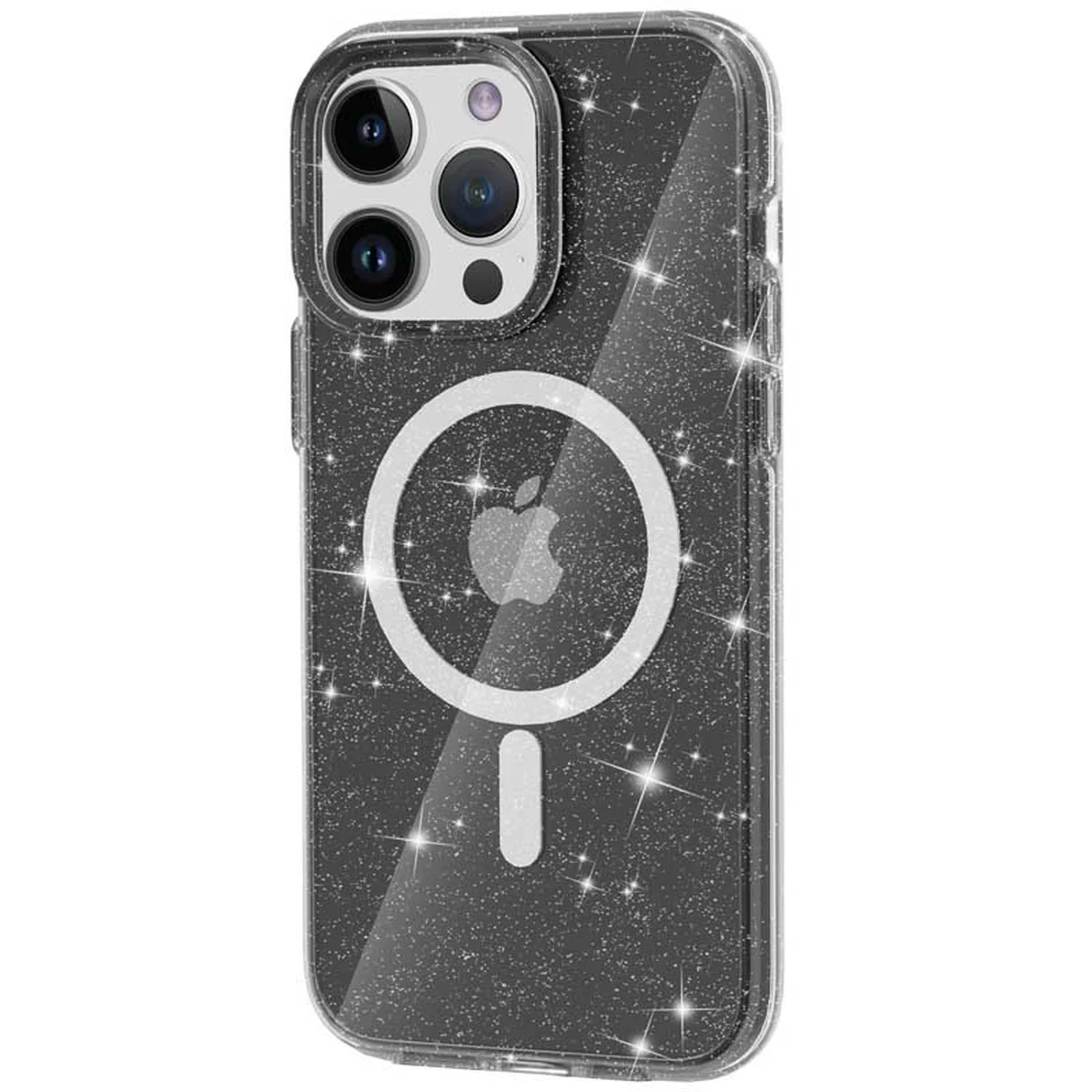 Чехол TPU Galaxy Sparkle (MagFit) для Apple iPhone 14 Pro (6.1") Black+Glitter