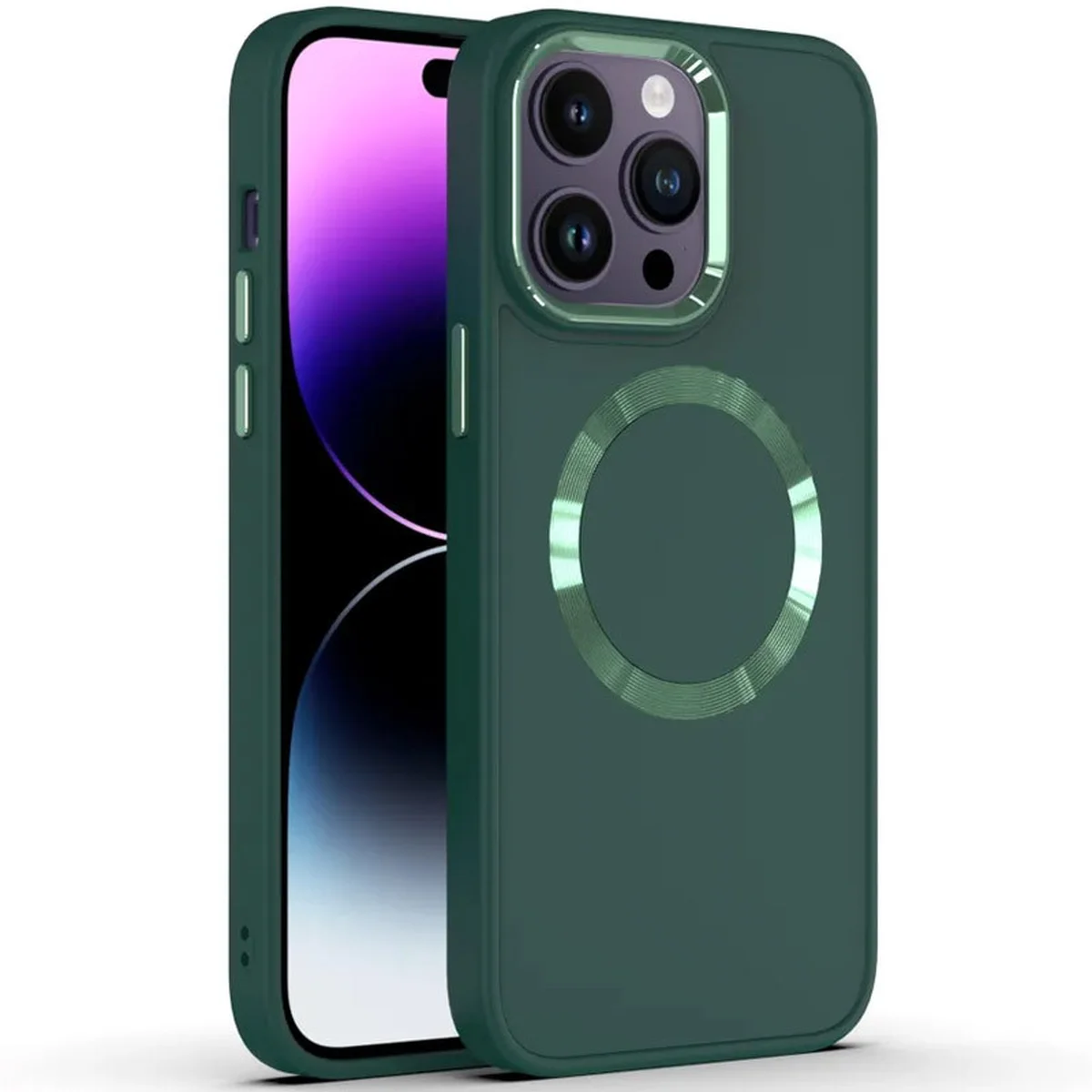 TPU чохол Bonbon Metal Style with MagSafe для Apple iPhone 14 Pro (6.1") Зелений / Army Green