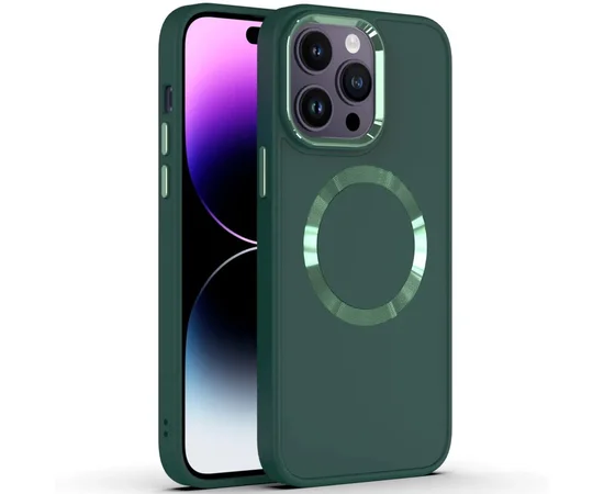 TPU чехол Bonbon Metal Style with MagSafe для Apple iPhone 14 Pro (6.1") Зеленый / Army Green