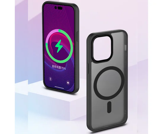 TPU+PC чехол Metal Buttons with MagSafe Colorful для Apple iPhone 14 Pro (6.1") Черный