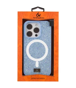 TPU чохол Bling World Rock Diamond with MagSafe для Apple iPhone 14 Pro (6.1") Light blue