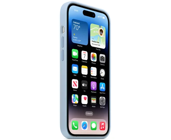 Чехол Silicone case (AAA) full with Magsafe для Apple iPhone 14 Pro (6.1") Голубой / Sky