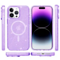Чехол TPU Galaxy Sparkle (MagFit) для Apple iPhone 14 Pro (6.1") Purple+Glitter
