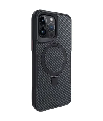 TPU+PC чохол Metal Buttons with MagSafe Carbon Ring для Apple iPhone 14 Pro (6.1") Чорний