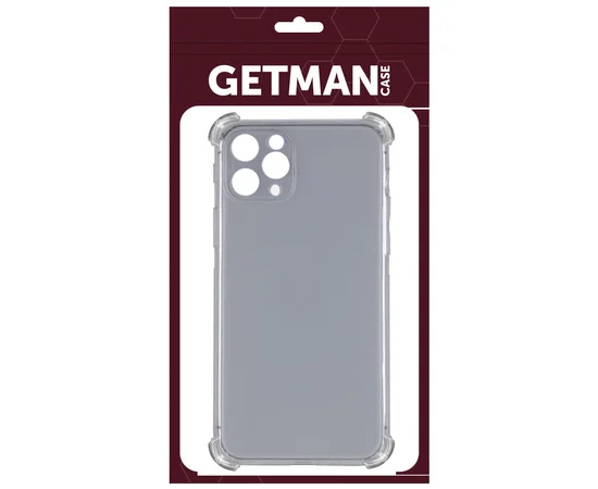 TPU чехол GETMAN Ease logo усиленные углы для Apple iPhone 14 Pro (6.1") Серый (прозрачный)