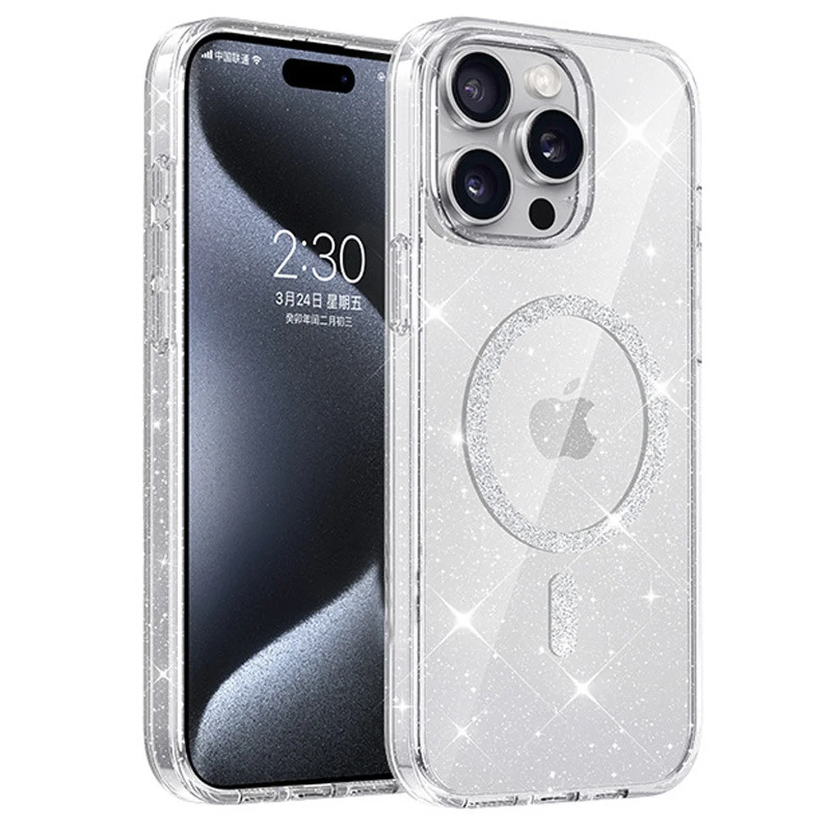 Чехол TPU Eclipse Sparkle (MagFit) для Apple iPhone 14 Pro (6.1") Clear