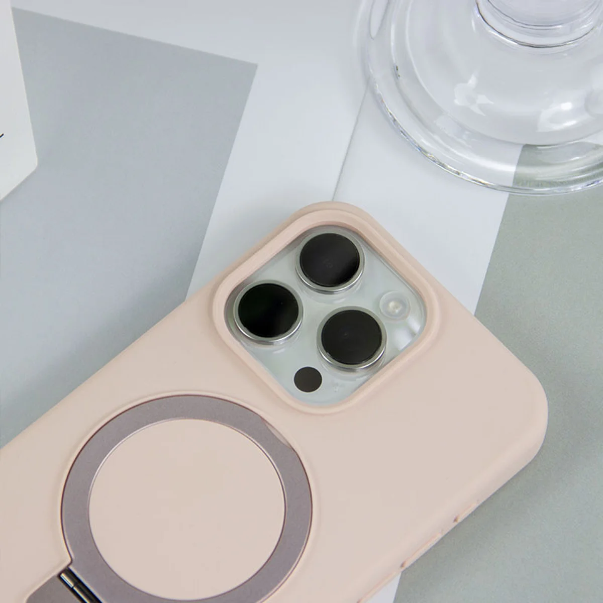 Чехол Silicone Case Full Protective NO LOGO with Ring для Apple iPhone 14 Pro (6.1") Pink