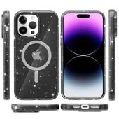 Чехол TPU Galaxy Sparkle (MagFit) для Apple iPhone 14 Pro (6.1") Black+Glitter