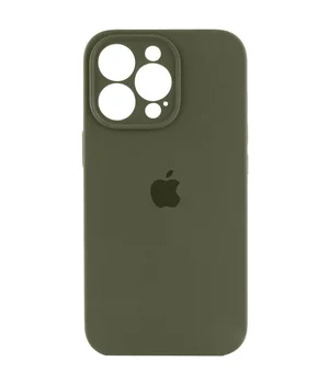 Чехол Silicone Case Full Camera Protective (AA) для Apple iPhone 14 Pro (6.1") Зеленый / Dark Olive