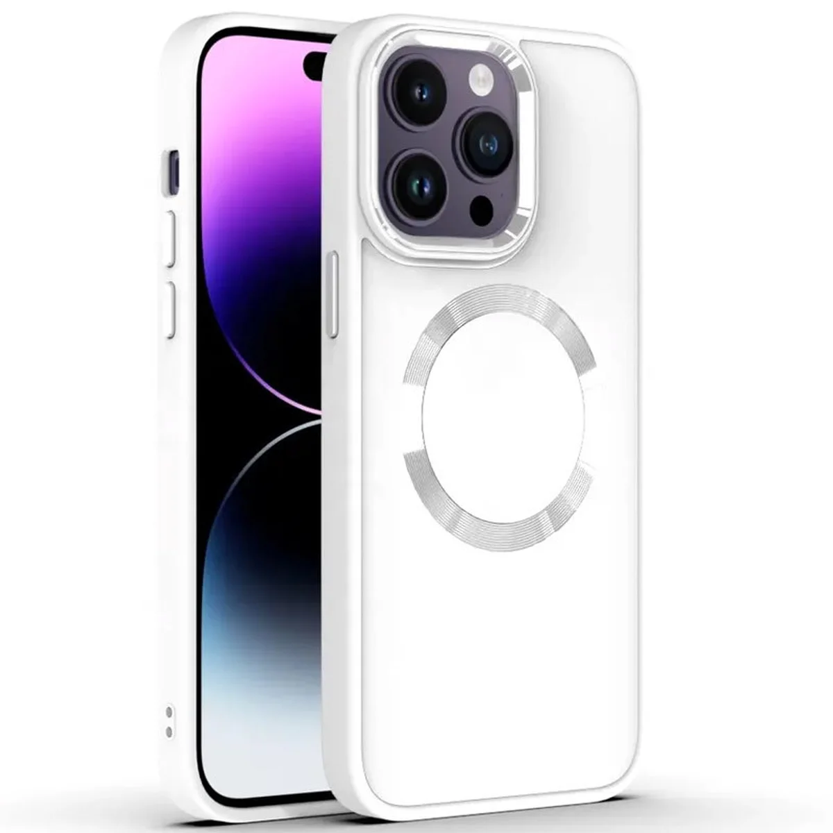 TPU чохол Bonbon Metal Style with MagSafe для Apple iPhone 14 Pro (6.1") Білий / White