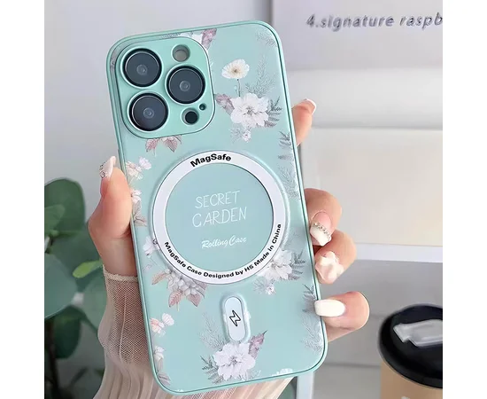 TPU+PC чехол Secret Garden with MagSafe для Apple iPhone 14 Pro (6.1") Mint