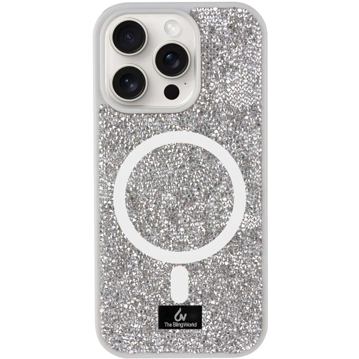 TPU чехол Bling World Rock Diamond with MagSafe для Apple iPhone 14 Pro (6.1") Silver