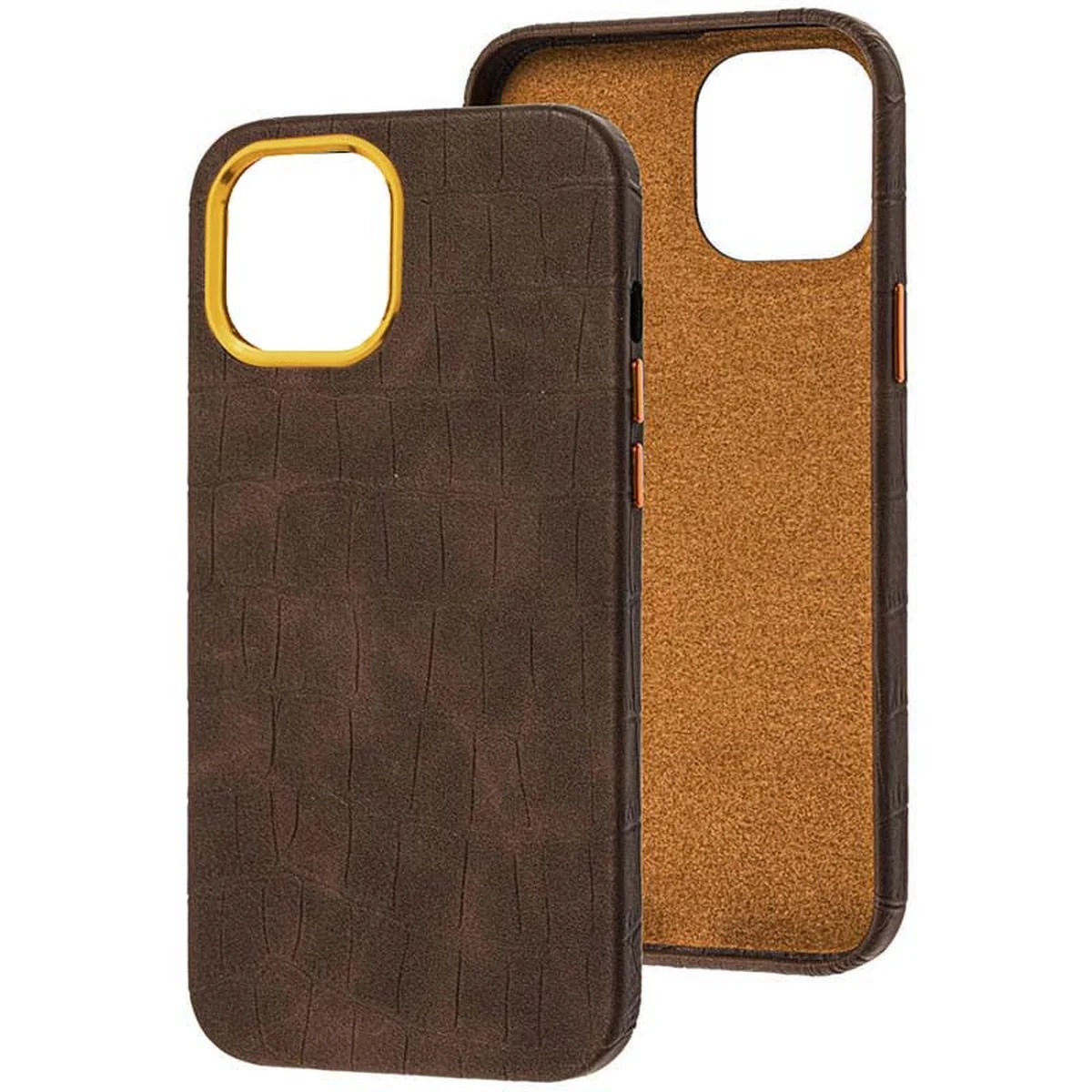 Кожаный чехол Croco Leather для Apple iPhone 14 Pro (6.1") Brown