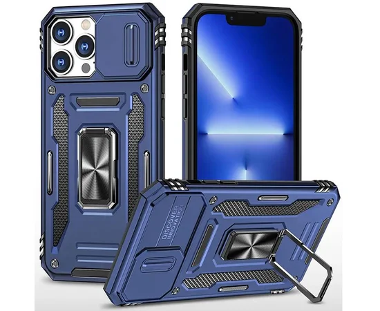 Удароміцний чохол Camshield Army Ring Apple iPhone 14 Pro (6.1") Синій / Navy