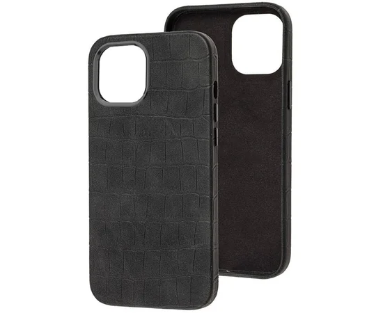Кожаный чехол Croco Leather для Apple iPhone 14 Pro (6.1") Black