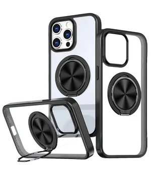 TPU+PC чехол Metal Ring with MagSafe для Apple iPhone 14 Pro (6.1") Черный