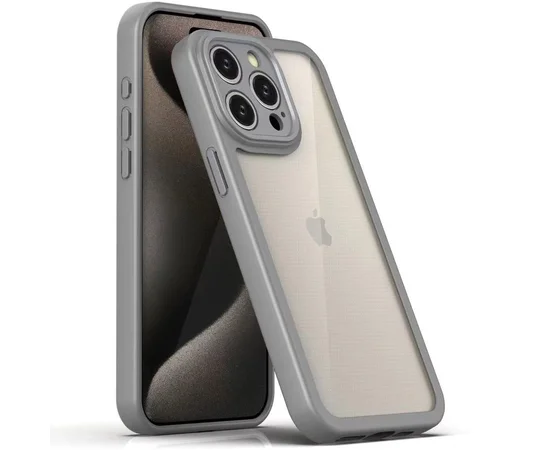 TPU чехол Transparent + Colour 1,5mm для Apple iPhone 14 Pro (6.1") Grey