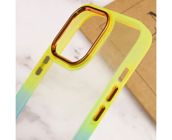 Чехол TPU+PC Fresh sip series для Apple iPhone 14 Pro (6.1") Бирюзовый / Оранжевый