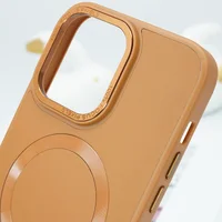 Кожаный чехол Bonbon Leather Metal Style with MagSafe для Apple iPhone 14 Pro (6.1") Коричневый / Brown