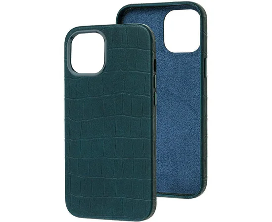 Кожаный чехол Croco Leather для Apple iPhone 14 Pro (6.1") Green