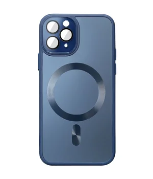 Чехол TPU+Glass Sapphire Midnight with MagSafe для Apple iPhone 14 Pro (6.1") Синий / Deep navy