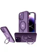TPU+PC чехол Metal Buttons with MagSafe Colorful HQ Ring для Apple iPhone 14 Pro (6.1") Purple