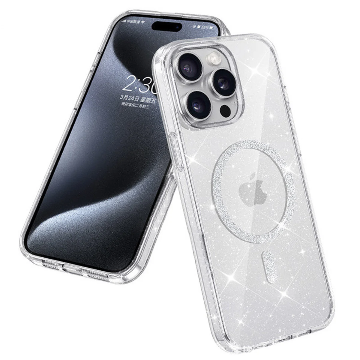 Чехол TPU Eclipse Sparkle (MagFit) для Apple iPhone 14 Pro (6.1") Clear