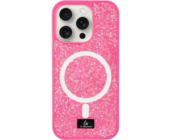 TPU чохол Bling World Rock Diamond with MagSafe для Apple iPhone 14 Pro (6.1") Rose 